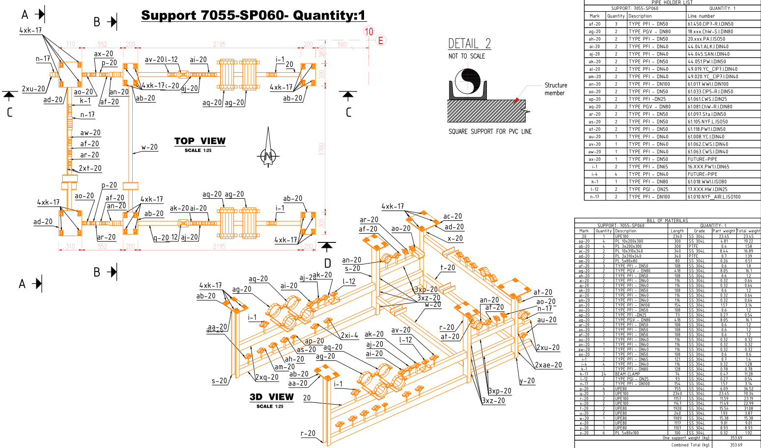 Detailed Plans for Industrial Installation Supports